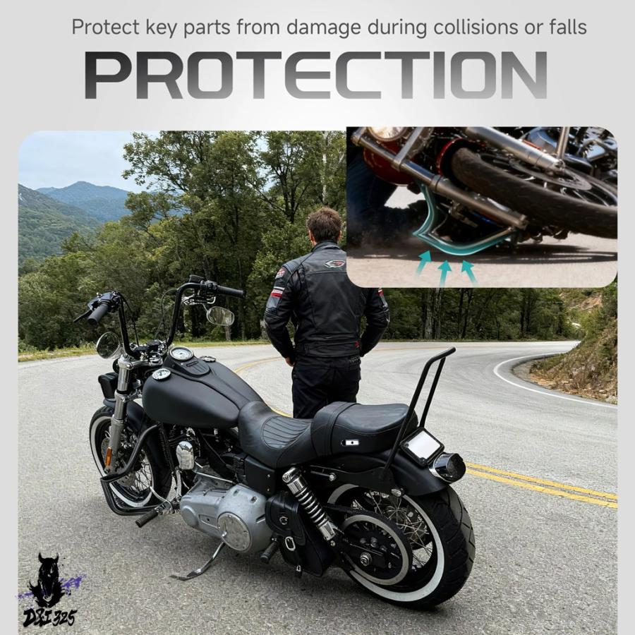 互換品  Dyna 1.25インチ ファットエンジンガード ミートフック クラッシュバー ハーレー 2006-2017 ストリートボブ FXDB ファットボブ FXDF ローライダーの画像