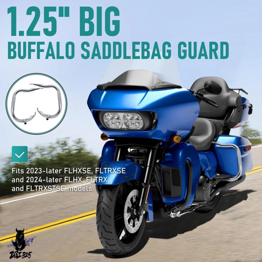 互換品  1.25インチ サドルバッグガード リアクラッシュバー ハーレー 2023-2025 ストリートグライド ロードグライド FLHXSE FLTRXSE FLHX FLTRXの画像
