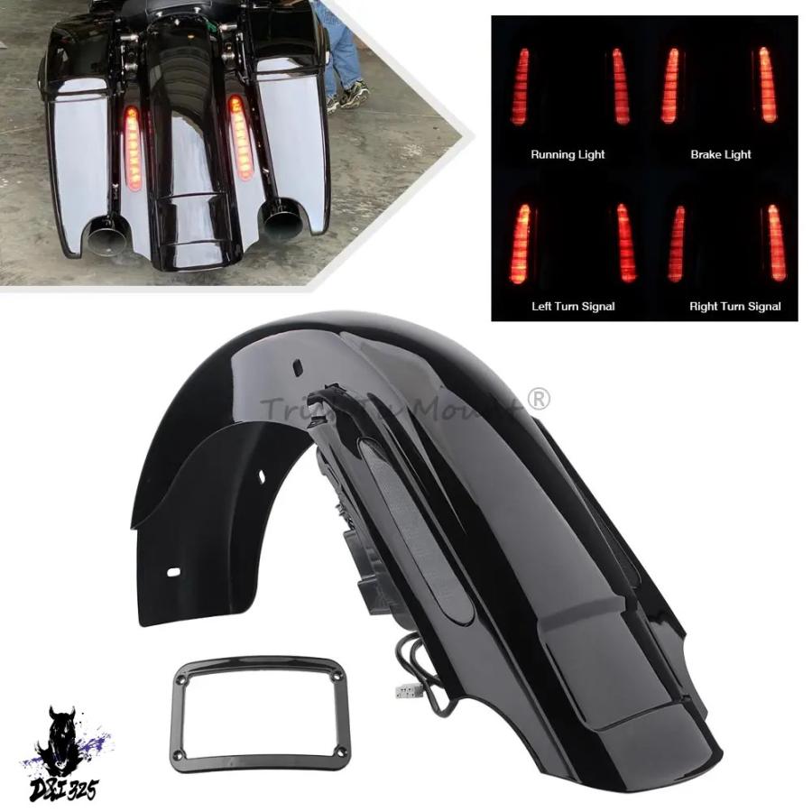 互換品 バイクリアフェンダーシステム LEDライト アーリーツーリング エレクトラ ストリートグライド ロードキング flhtc flhrc 1993-2008