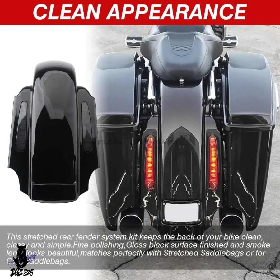 互換品 バイクリアフェンダーシステム LEDライト アーリーツーリング エレクトラ ストリートグライド ロードキング flhtc flhrc 1993-2008