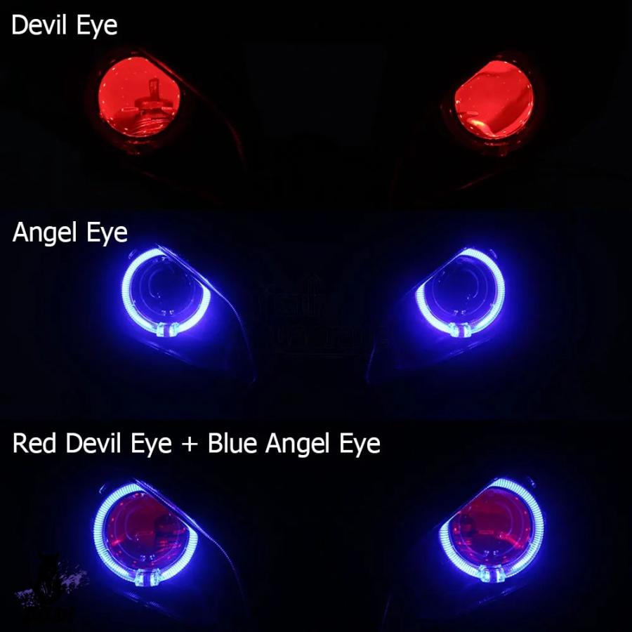 互換品  バイクフロント LED ヘッドライトアセンブリブルーエンジェルレッドデビルアイズ HID プロジェクター Hi/Lo ビームヘッドランプヤマハ YZF-R6_2