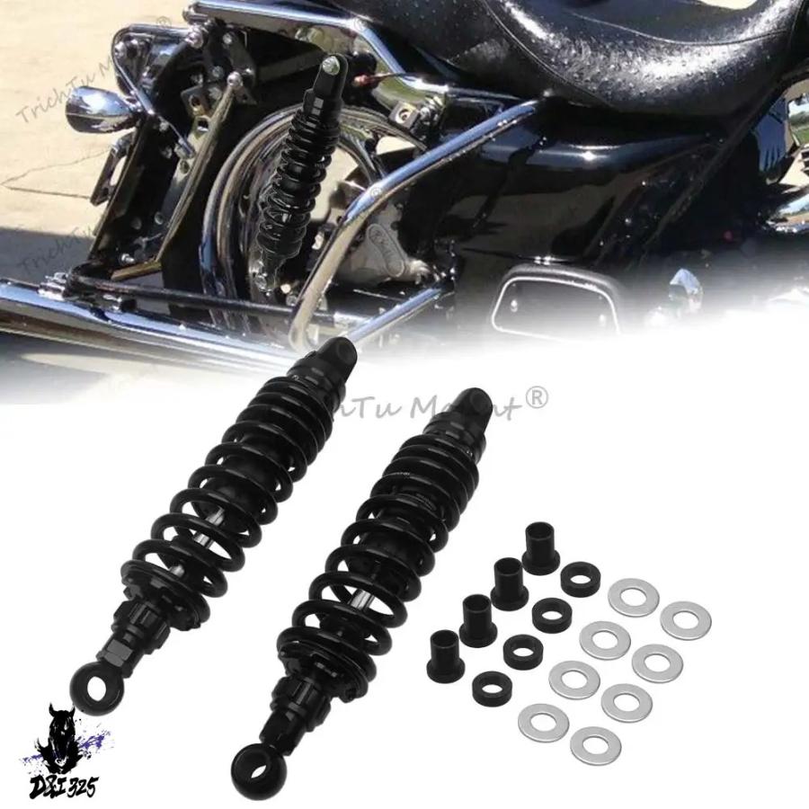 互換品  345-355mm バイクエアショックアブソーバーダンパーサスペンションハーレーツーリングロードキングストリートエレクトラグライド FLHX FLTRの画像