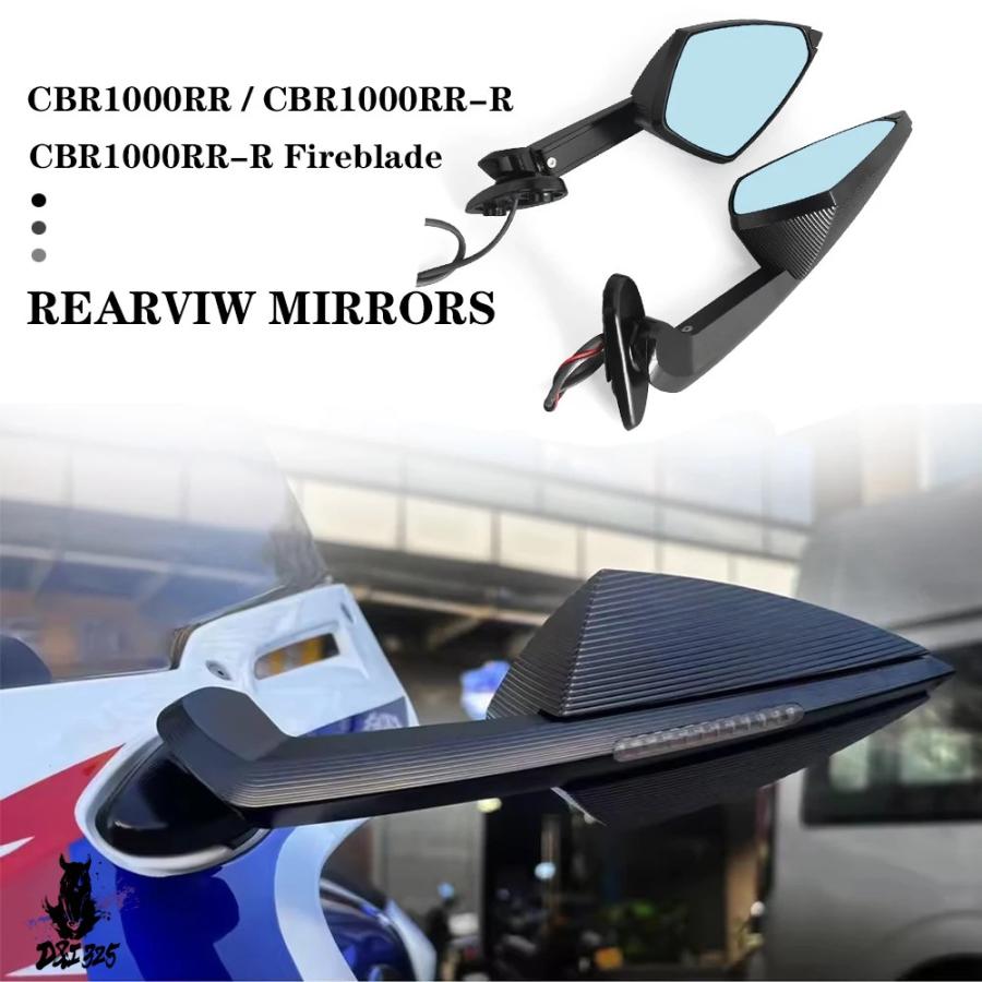 互換品  バイクバックミラー LED ウィンカーサイドミラーブラックホンダ CBR1000RR CBR 1000RR CBR1000RR-R CBR 1000 RR-R 2019-2025の画像