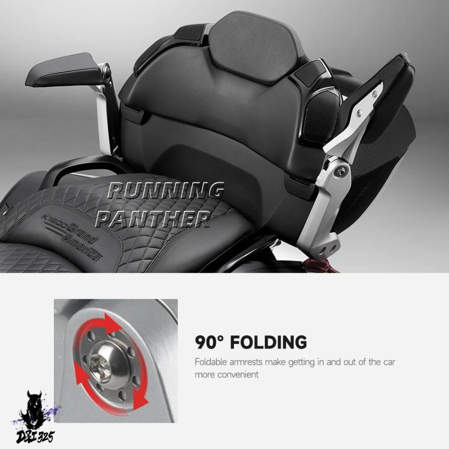 互換品  バイク BMW K1600 GA 黒リア助手席アームレストアクセサリーの画像