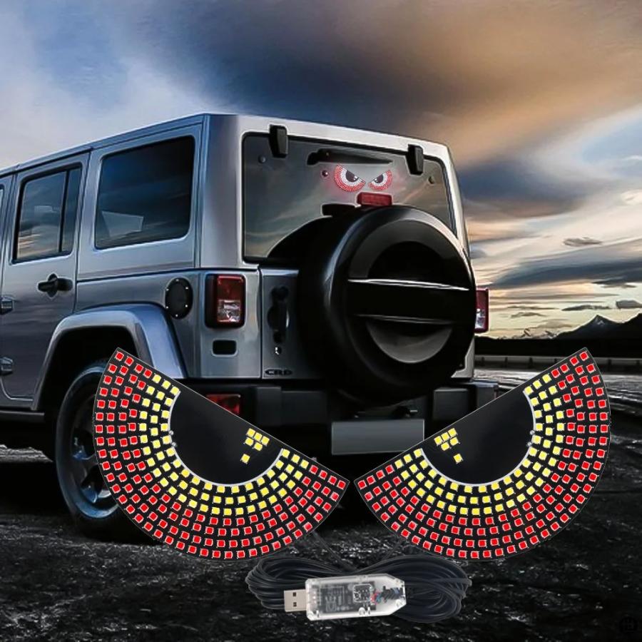2 個車 LED 装飾ライトデビルアイ USB レッドストロボプラグイン