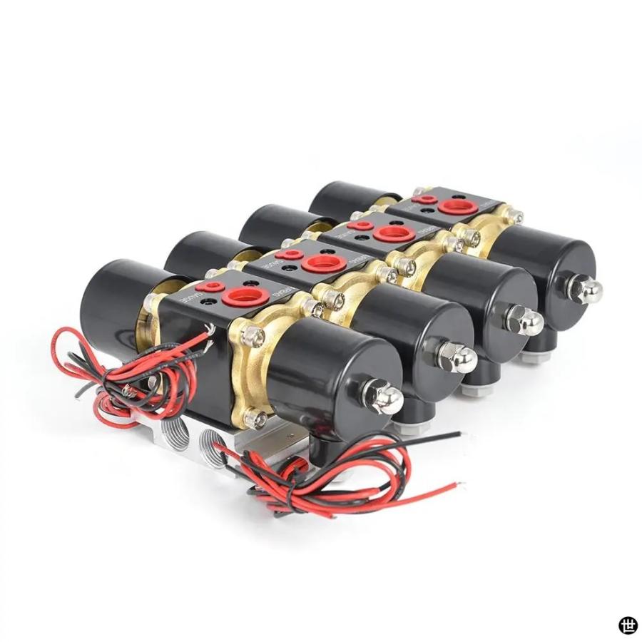 DC 12V 200PSI 4F ビッグフロー電磁弁マニホールドエアライド