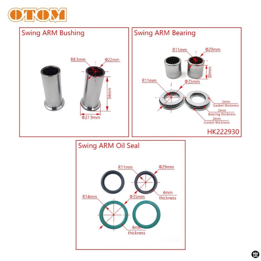 OTOM バイクスイングアームメンテナンスキットスラストニードル状ころ軸受オイルシールブッシュカワサキ KX 2 ストローク KX125 KX250_5