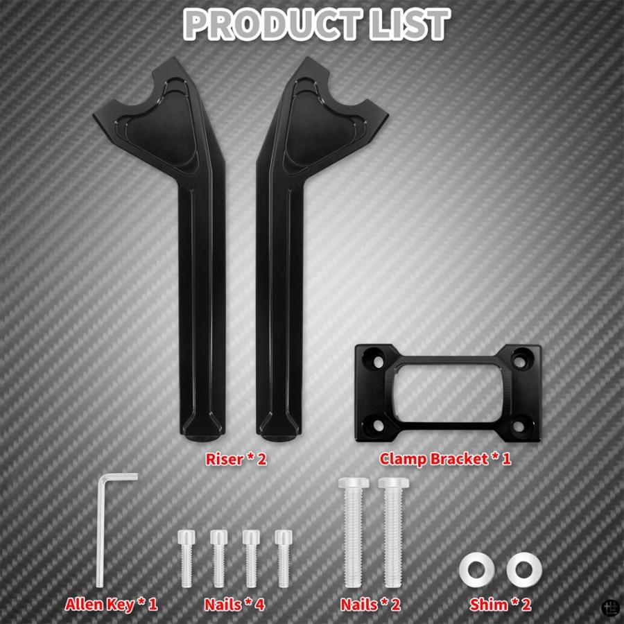 バイク用ハンドルバーライザー シャドウ用 スピリット用 750 C2用 エアロバイク用7/8インチ 1インチ ハンドルバーライザーキ ローライダーS アトラス ハンドルバー用 メーターマウント付ライザー (マットブラック) サンダーバイク |ハーレーパーツ専門店 HDパーツ