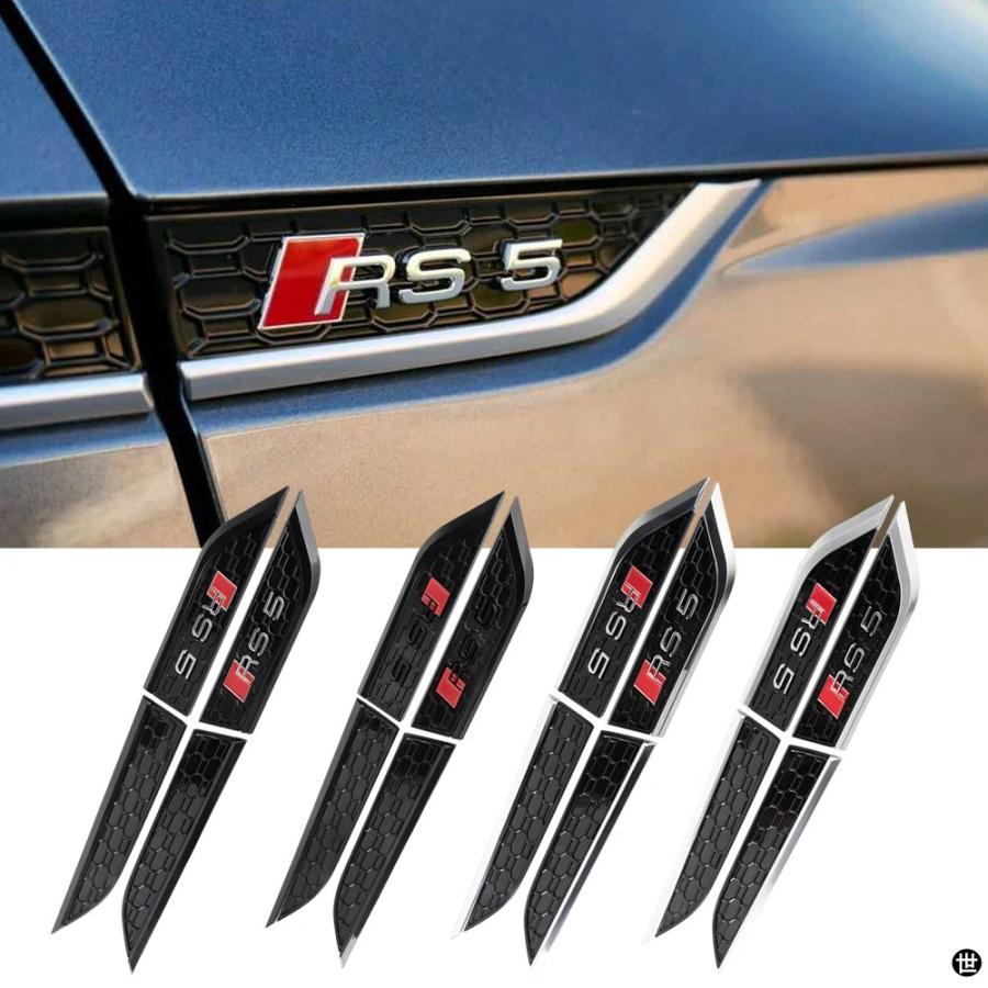 1 ペア ABS RS5 エンブレムサイドステッカーバンパートリムフェンダー