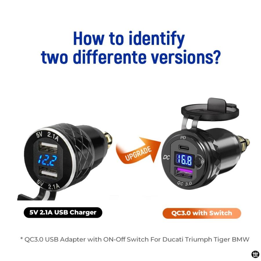 デュアル QC3.0 バイク USB チャージャーモト 電源アダプタスイッチ