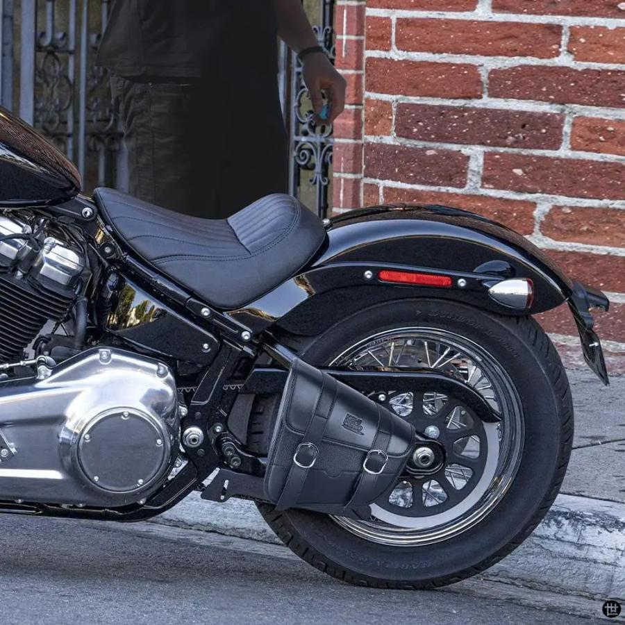 バイクサドルバッグスイングアームバッグバイク左側ソロバッグ合成革ツールスイングアームバッグソフテイルモデルダイナ用_2