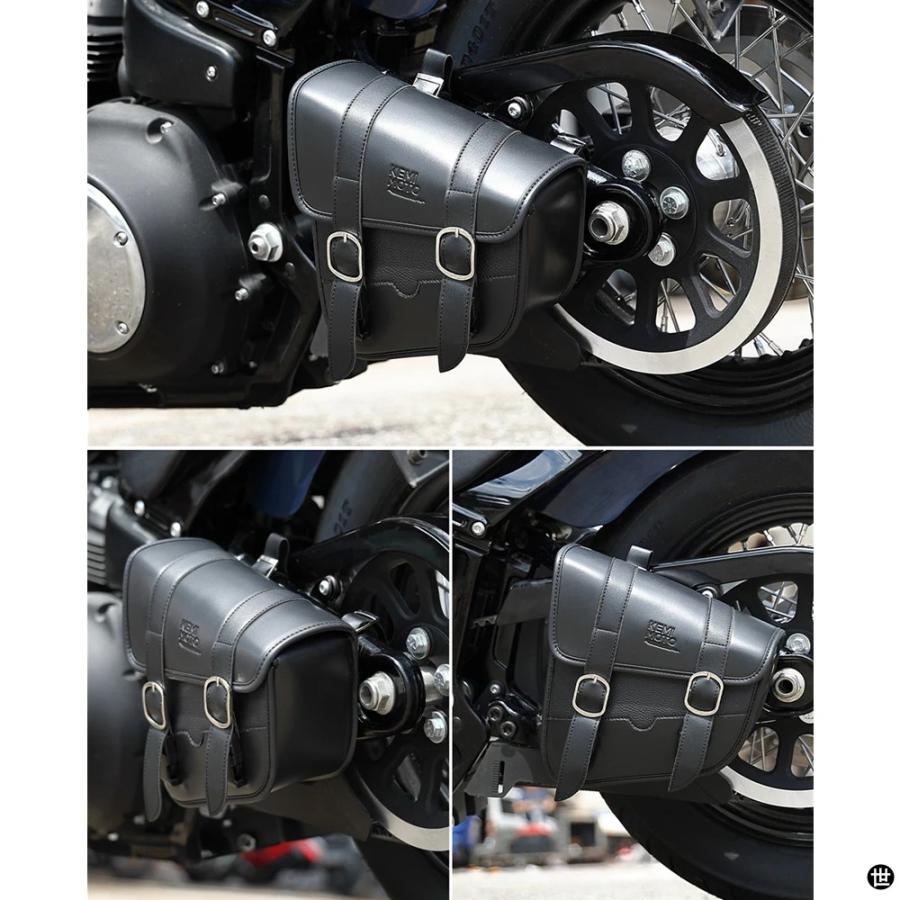 バイクサドルバッグスイングアームバッグバイク左側ソロバッグ合成革ツールスイングアームバッグソフテイルモデルダイナ用_6