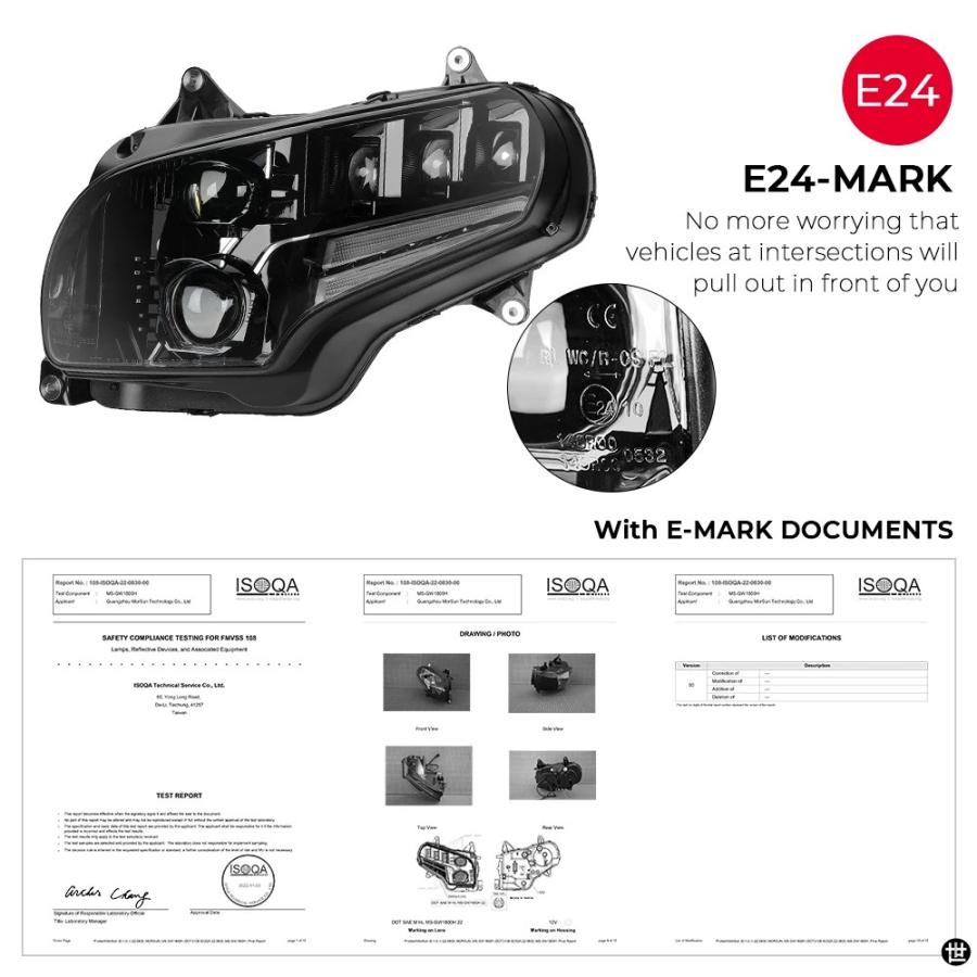 E24-MARK GL1800 120 ワットヘッドライト E9-MARK フォグランプホンダゴールドウィング 1800 2002-2017 バイク LED ランプ補助駆動ライト