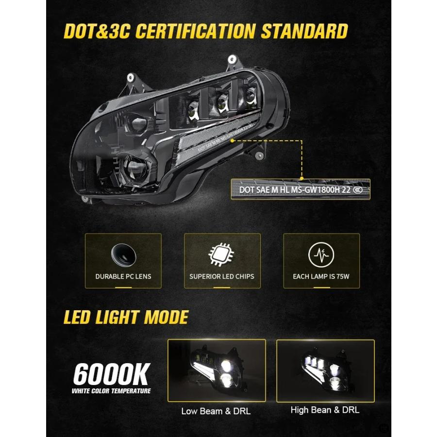 E24-MARK GL1800 120 ワットヘッドライト E9-MARK フォグランプホンダゴールドウィング 1800 2002-2017 バイク LED ランプ補助駆動ライト