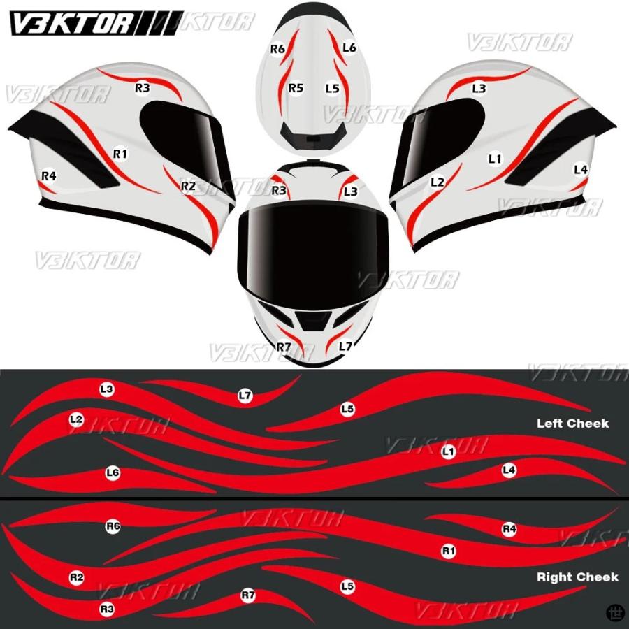バイクヘルメットステッカー反射フルフェイスヘルメットデカール