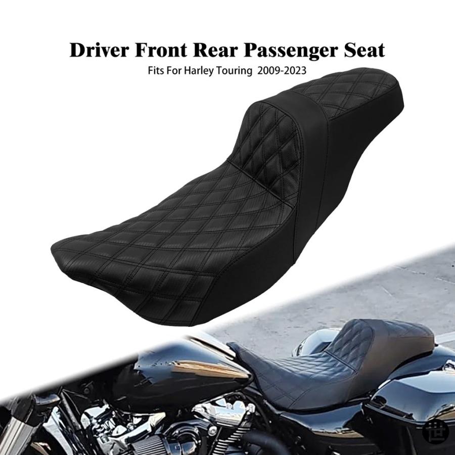 ハーレーツーリング用シート バイク用2アップクッションシート 運転席助手席用 フロントリアシート