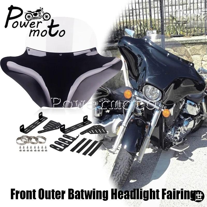 FLSTS バイク用透明シールド 金属ブラケット付き バイク用フェアリング バットウィング ウインドシールドブラケット