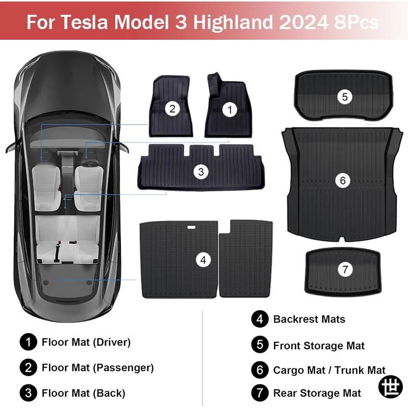 テスラ モデル3 ハイランド 2025 用フロアマット アクセサリー 右 