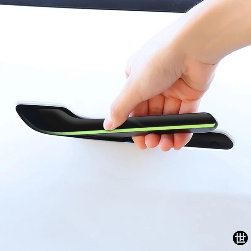 テスラ モデル3/Y 2021-2025用ドアハンドルステッカー 傷防止 暗闇で