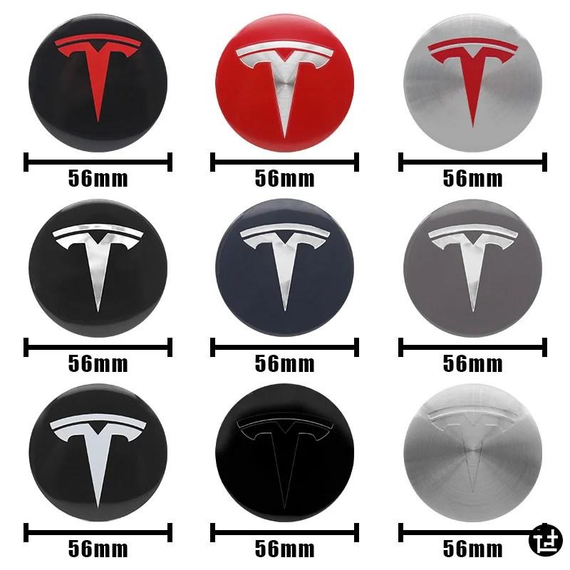 4個 56MM テスラ車ホイールハブセンターキャップエンブレムバッジ