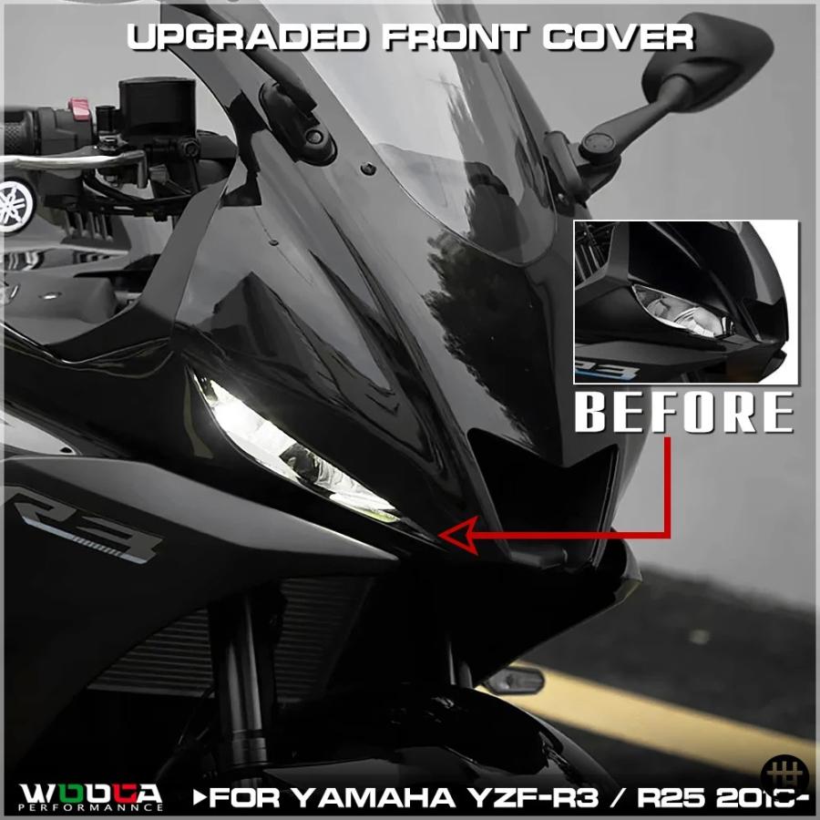 yzf-r3 r25用 R6タイプフロントカウル　美品 ヤマハ YZF R3 R25 2019-2024 用 フロントノーズアッパーカウルフェア
