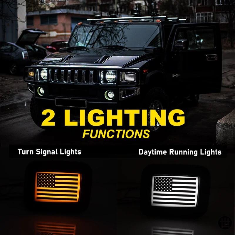 ハマーH2用フロント＆リアLEDバンパーリフレクターライト サイド