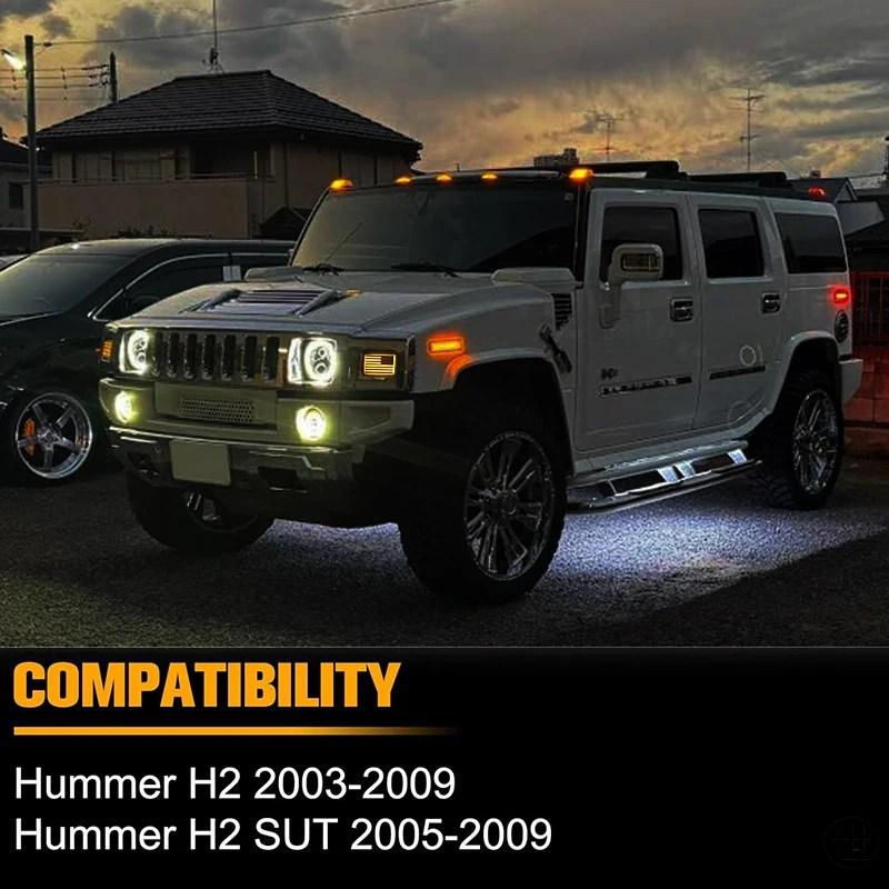 ハマーH2用フロント＆リアLEDバンパーリフレクターライト サイド