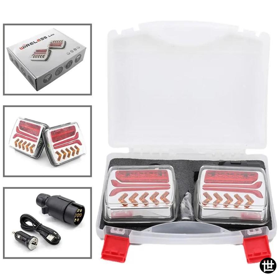1セット USプラグ 12V 24V 30M ワイヤレス磁気LEDテールライト