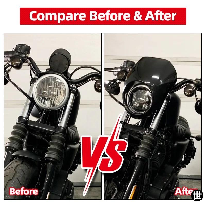 バイク用 5 3/4インチ ヘッドライトフェアリング レトロフロントライト