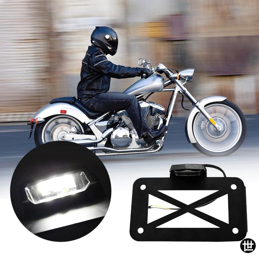 ハーレー用LEDライト付き汎用サイドマウントバイクナンバープレート 