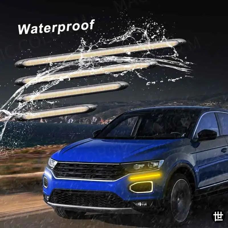 2個 LED DRL 車用 デイタイムランニングライト フレキシブルヘッド