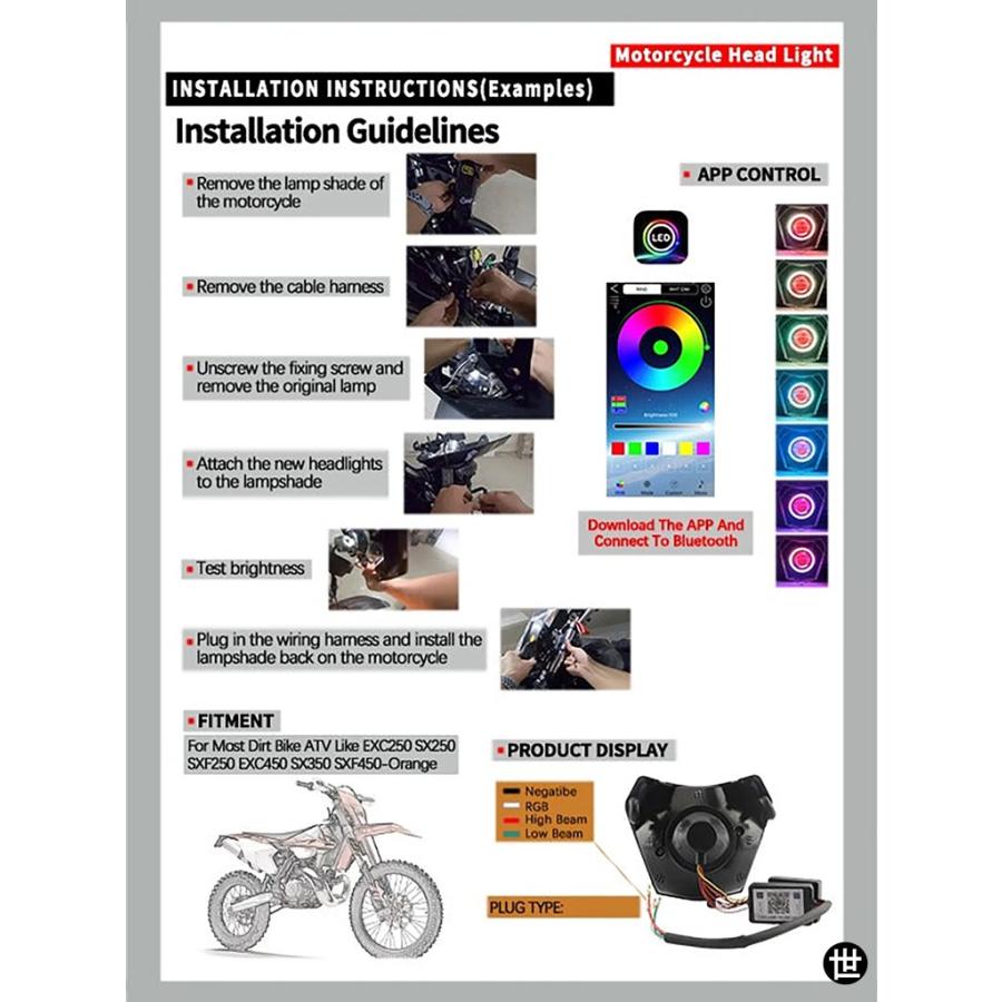 バイク用LEDヘッドライト エンジェルアイズ ホワイトリングヘッド