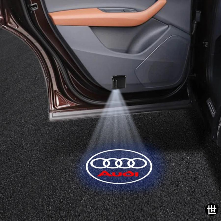 【期間限定値下げ】 Audi LED Entry LED 2個入り 2個 LED 車ドアウェルカムライト ワイヤレスプロジェクターランプ AUDI