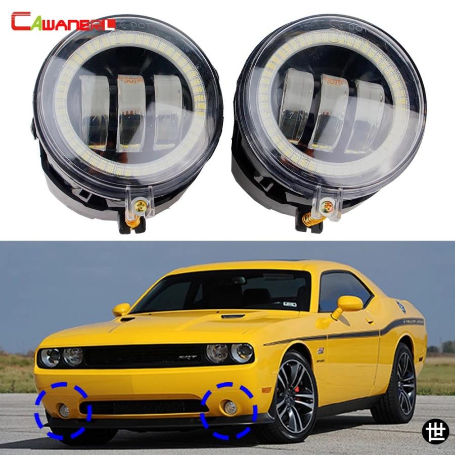 2 x 30W 6000LM 車用LEDフォグランプ エンジェルアイ DRL デイタイム
