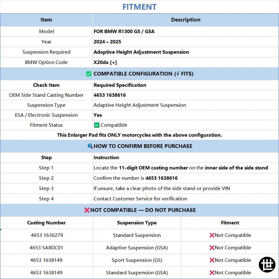 BMW / A 24-2025 サイドスタンド拡張パッド高調整機能付きサスペンション交換パーツ4653 1638616_3
