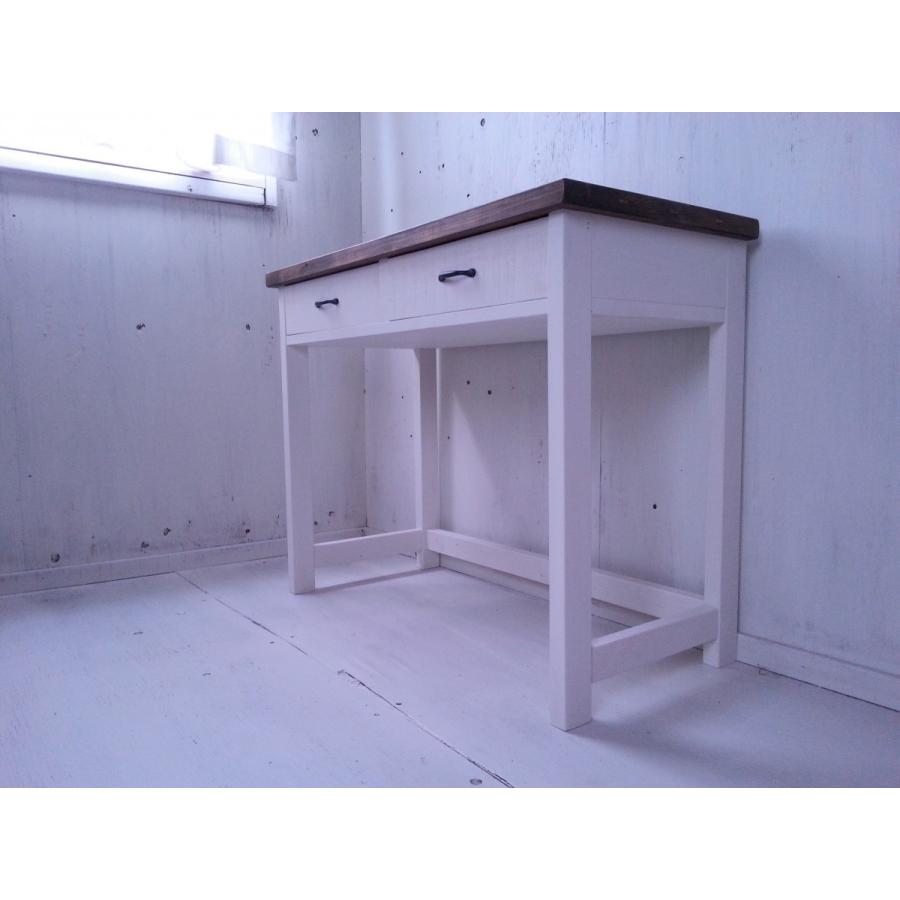 ミシン台 作業台 作業デスク 無垢 木製 アイアン アンテーク