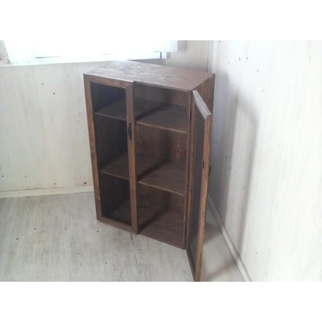 キャビネット　書棚本棚　食器棚　観音開き キャビネット 観音開き 棚 扉付 収納棚 本棚 アンティーク 無垢