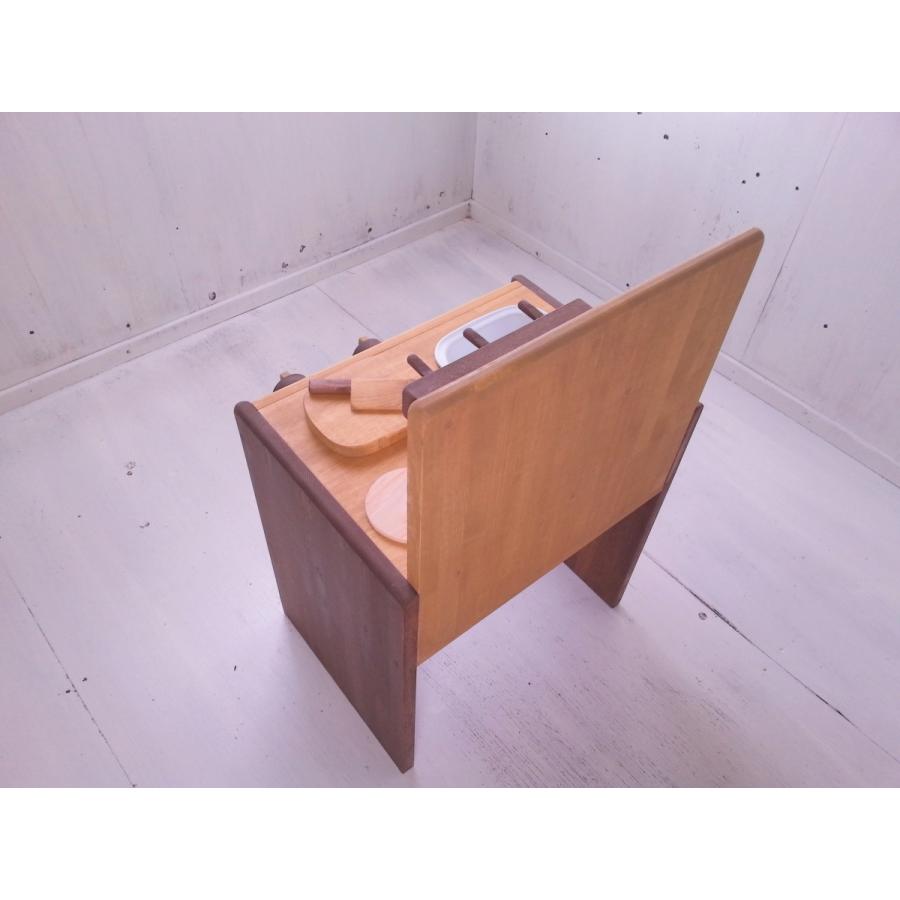ままごとキッチン 机 自然塗料  ハンドメイド 2歳 ３歳 誕生日プレゼント 木製 ピンク_3