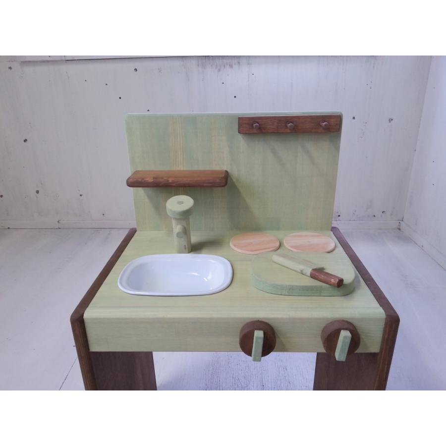 木のおままごとキッチン 手作り工房 グリーン ミント ナチュラル ハンドメイド 木製 人気_2