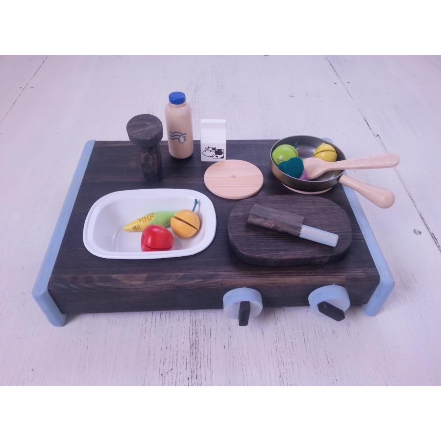 おままごとキッチン 卓上 木製 手作り 人気 誕生日 出産祝い 背面なし ハンドメイド