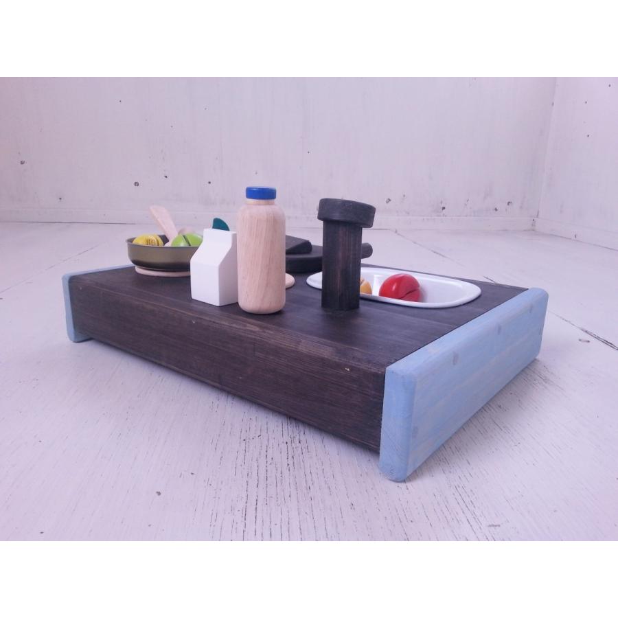 おままごとキッチン 卓上 木製 手作り 人気 誕生日 出産祝い 背面なし ハンドメイド_2