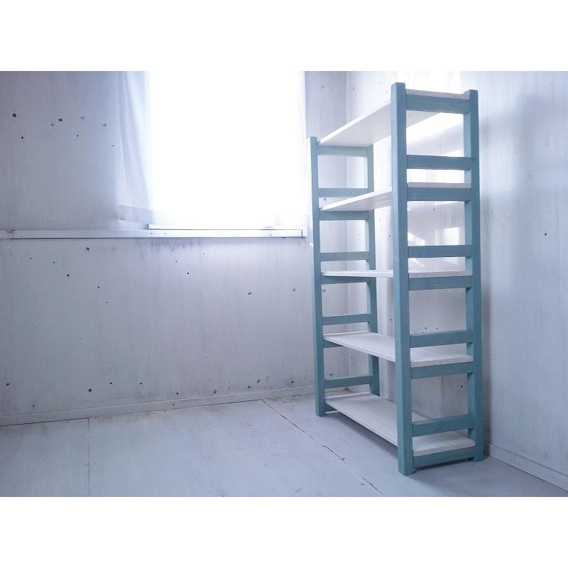 オープンラック アンティークブルー 商品ラック ミルキーホワイト 店舗