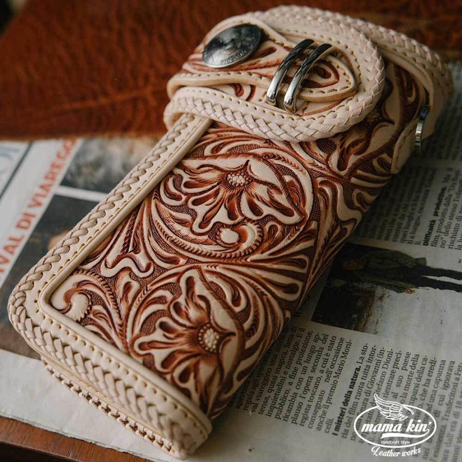 長財布 ライダースウォレット バイカーズウォレット ヌメ革 メンズ財布