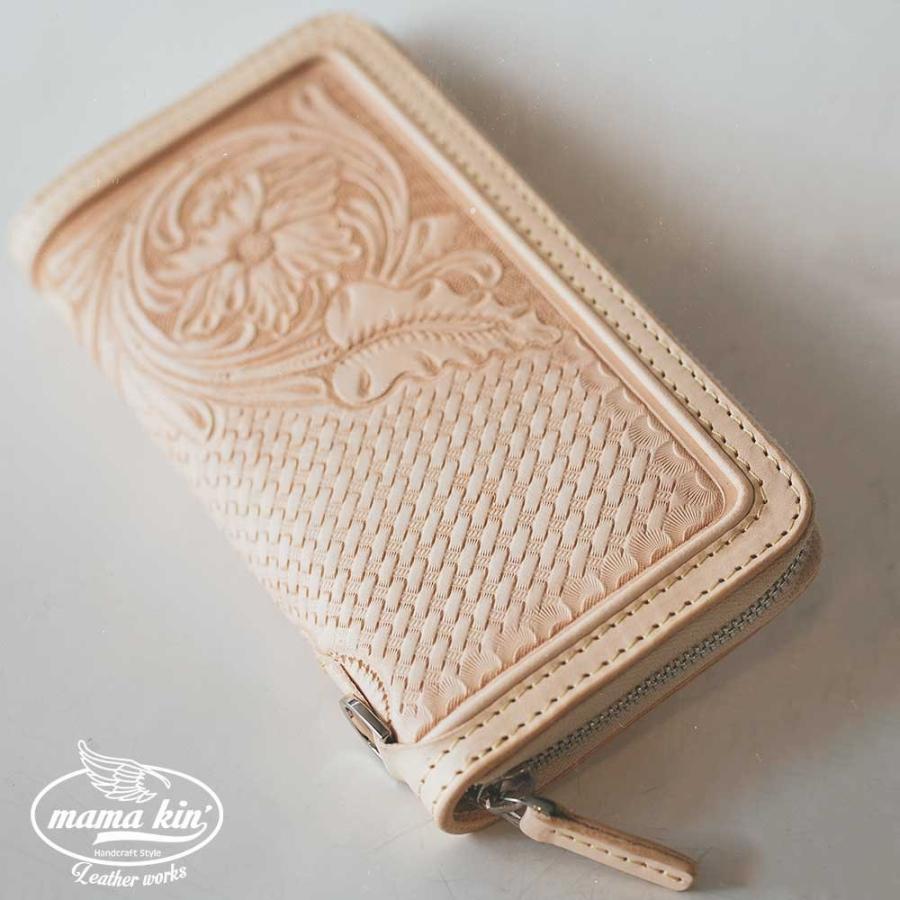 ライダースウォレット バイカーズ サドルレザー ヌメ革 カービング