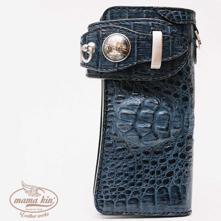カイマンワニ革ミドルウォレット カイマンワニ革/ライダースウォレット/バイカーズウォレット