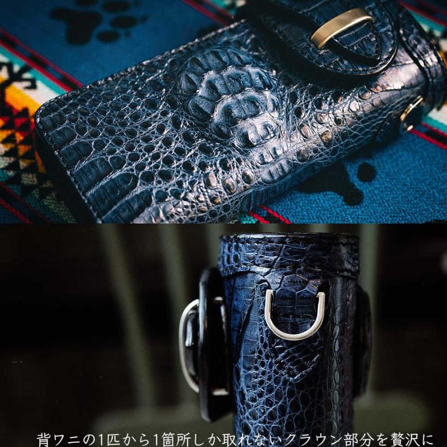 カイマンワニ革ミドルウォレット カイマンワニ革/ライダースウォレット/バイカーズウォレット