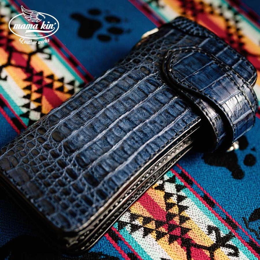 カイマンワニ革ミドルウォレット クロコダイル 二つ折り財布 ミドルウォレット ハーフウォレット