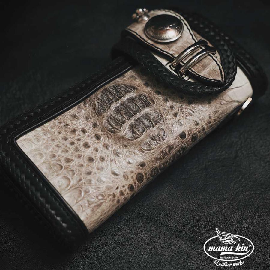 カイマンワニ革/ライダースウォレット/バイカーズウォレット/レザー  