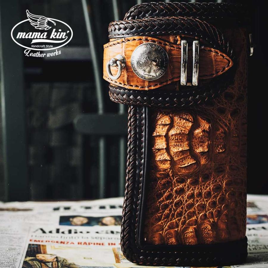 カイマンワニ革/ライダースウォレット/バイカーズウォレット/レザー  