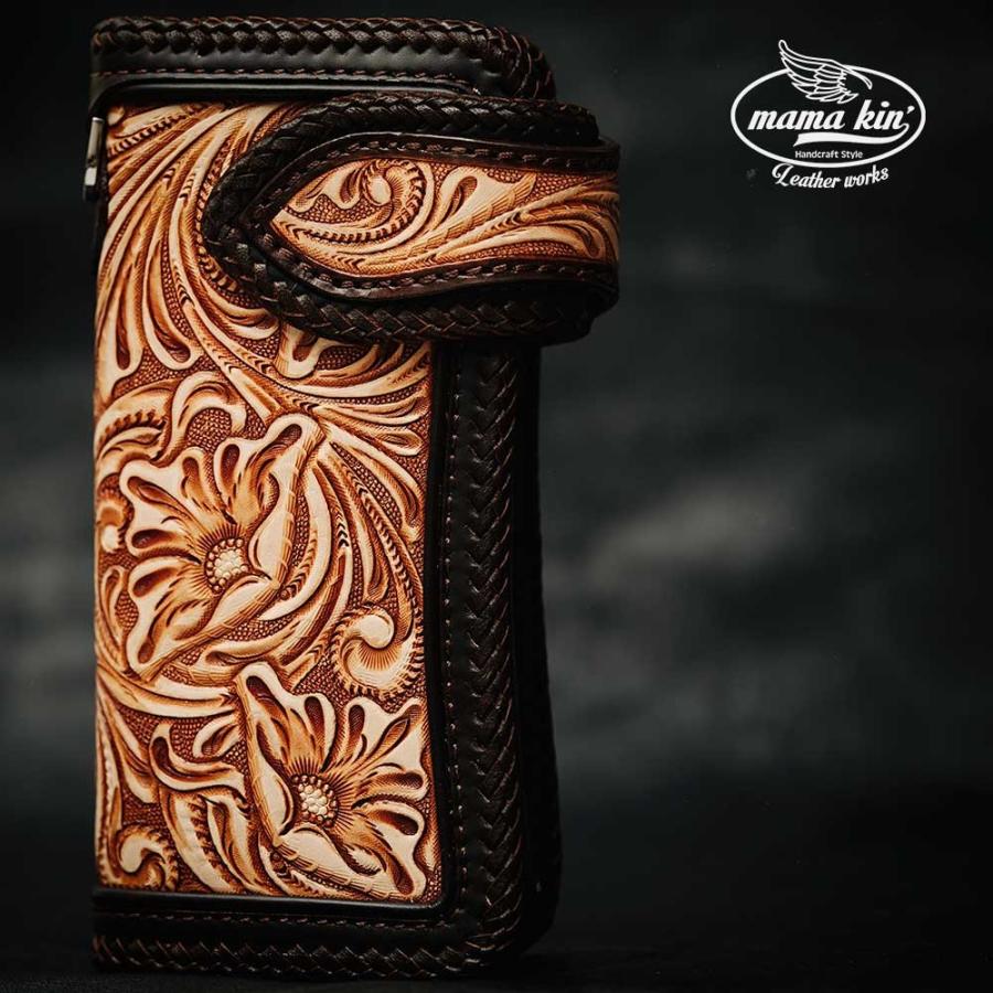 肉厚 カービング ライダースウォレット ロングウォレット長財布 本革 長財布/バイカーズウォレット/ライダースウォレット/レザー